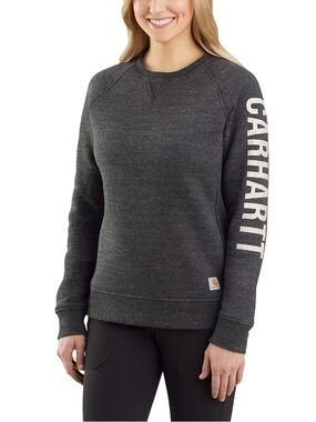 Carhartt Womens Relaxed Fit Midweight Crewneck Logo Sleeve Sweatshirt Small